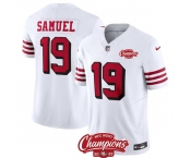 Men's San Francisco 49ers #19 Deebo Samuel White 2023 F.U.S.E. NFC West Champions Patch Alternate Football Stitched Jersey