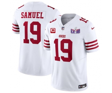 Men's San Francisco 49ers #19 Deebo Samuel White 2024 F.U.S.E. Super Bowl LVIII Patch And 1-star C Patch Vapor Untouchable Limited Football Stitched Jersey