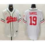 Men's San Francisco 49ers #19 Deebo Samuel White Mexico Cool Base Stitched Baseball Jersey