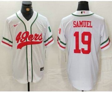 Men's San Francisco 49ers #19 Deebo Samuel White Mexico Cool Base Stitched Baseball Jersey