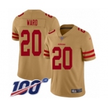 Men's San Francisco 49ers #20 Jimmie Ward Limited Gold Inverted Legend 100th Season Football Jersey