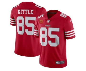 Men's San Francisco 49ers 2022 #85 George Kittle Red New Scarlet With 4-star C Patch Vapor Untouchable Limited Stitched Football Jersey