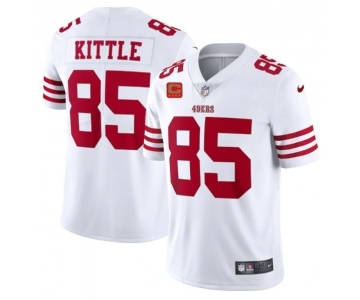 Men's San Francisco 49ers 2022 #85 George Kittle White New Scarlet With 4-star C Patch Vapor Untouchable Limited Stitched Football Jersey