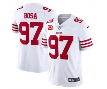 Men's San Francisco 49ers 2022 #97 Nike Bosa White Scarlet With 1-star C Patch Vapor Untouchable Limited Stitched Football Jersey