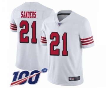 Men's San Francisco 49ers #21 Deion Sanders Limited White Rush Vapor Untouchable 100th Season Football Jersey