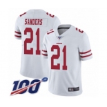 Men's San Francisco 49ers #21 Deion Sanders White Vapor Untouchable Limited Player 100th Season Football Jersey