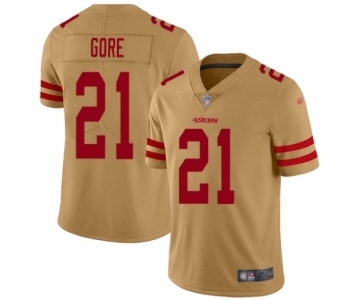 Men's San Francisco 49ers #21 Frank Gore Limited Gold Inverted Legend Football Jersey