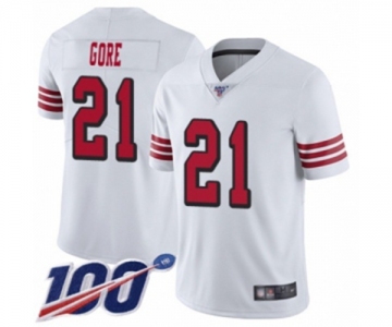 Men's San Francisco 49ers #21 Frank Gore Limited White Rush Vapor Untouchable 100th Season Football Jersey