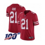 Men's San Francisco 49ers #21 Frank Gore Red Team Color Vapor Untouchable Limited Player 100th Season Football Jersey