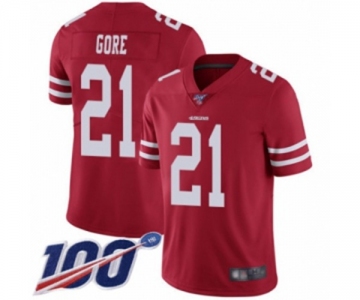 Men's San Francisco 49ers #21 Frank Gore Red Team Color Vapor Untouchable Limited Player 100th Season Football Jersey