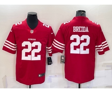 Men's San Francisco 49ers #22 Matt Breida 2022 New Red Vapor Untouchable Stitched Jersey