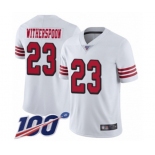 Men's San Francisco 49ers #23 Ahkello Witherspoon Limited White Rush Vapor Untouchable 100th Season Football Jersey