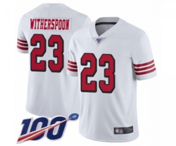 Men's San Francisco 49ers #23 Ahkello Witherspoon Limited White Rush Vapor Untouchable 100th Season Football Jersey