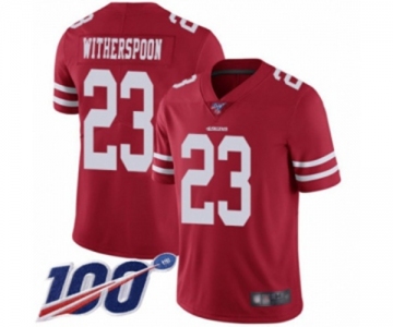 Men's San Francisco 49ers #23 Ahkello Witherspoon Red Team Color Vapor Untouchable Limited Player 100th Season Football Jersey