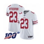 Men's San Francisco 49ers #23 Ahkello Witherspoon White Vapor Untouchable Limited Player 100th Season Football Jersey