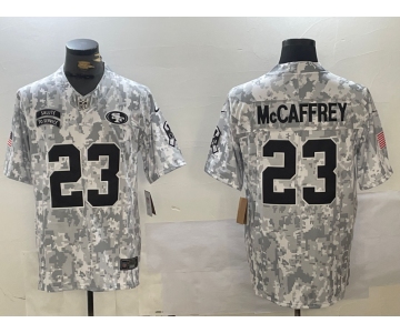 Men's San Francisco 49ers #23 Christian McCaffrey 2024 Arctic Camo Salute To Service Limited Stitched Football Jersey