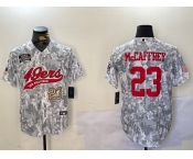 Men's San Francisco 49ers #23 Christian McCaffrey Arctic Camo 2024 Salute to Service Stitched Baseball Jerseys