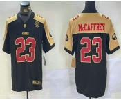 Men's San Francisco 49ers #23 Christian McCaffrey Balck Golden FUSE Vapor Limited Stitched Jersey