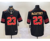 Men's San Francisco 49ers #23 Christian McCaffrey Black Golden Edition Stitched Nike Limited Jersey