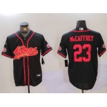 Men's San Francisco 49ers #23 Christian McCaffrey Black With Patch Cool Base Stitched Baseball Jersey