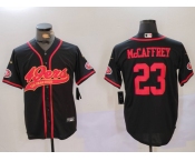 Men's San Francisco 49ers #23 Christian McCaffrey Black With Patch Cool Base Stitched Baseball Jersey