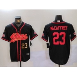 Men's San Francisco 49ers #23 Christian McCaffrey Black With Patch Cool Base Stitched Baseball Jerseys