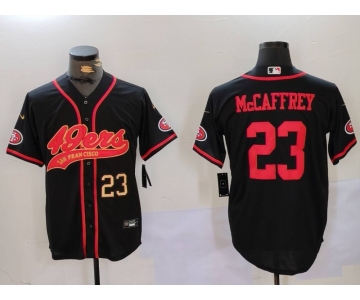 Men's San Francisco 49ers #23 Christian McCaffrey Black With Patch Cool Base Stitched Baseball Jerseys