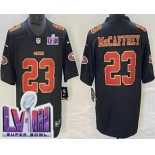 Men's San Francisco 49ers #23 Christian McCaffrey Limited Black Fashion LVIII Super Bowl Vapor Jersey