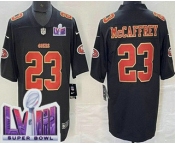 Men's San Francisco 49ers #23 Christian McCaffrey Limited Black Fashion LVIII Super Bowl Vapor Jersey