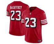 Men's San Francisco 49ers #23 Christian McCaffrey New Red 2023 F.U.S.E. Vapor Untouchable Limited Stitched Football Jersey