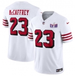 Men's San Francisco 49ers #23 Christian McCaffrey New White 2024 F.U.S.E. Super Bowl LVIII Patch Vapor Untouchable Limited Football Stitched Jersey