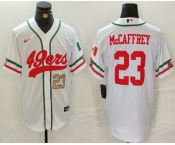 Men's San Francisco 49ers #23 Christian McCaffrey Number White Mexico Cool Base Stitched Baseball Jersey