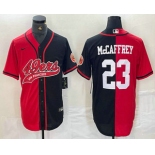 Men's San Francisco 49ers #23 Christian McCaffrey Red Black Two Tone Cool Base Stitched Baseball Jersey