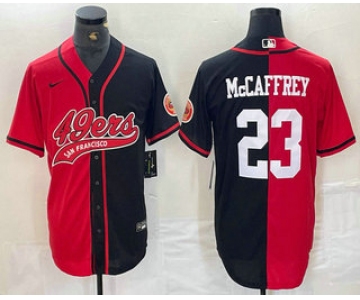 Men's San Francisco 49ers #23 Christian McCaffrey Red Black Two Tone Cool Base Stitched Baseball Jersey