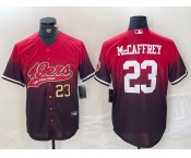 Men's San Francisco 49ers #23 Christian McCaffrey Red Black With Patch Cool Base Baseball Stitched Jerseys