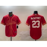 Men's San Francisco 49ers #23 Christian McCaffrey Red Cool Base Stitched Baseball Jersey