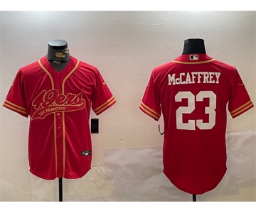 Men's San Francisco 49ers #23 Christian McCaffrey Red Cool Base Stitched Baseball Jersey