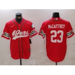 Men's San Francisco 49ers #23 Christian McCaffrey Red Mexico Cool Base Stitched Baseball Jersey