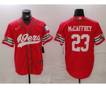 Men's San Francisco 49ers #23 Christian McCaffrey Red Mexico Cool Base Stitched Baseball Jersey