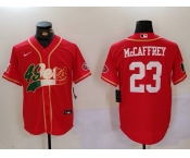 Men's San Francisco 49ers #23 Christian McCaffrey Red With Patch Cool Base Stitched Baseball Jersey