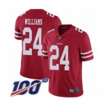 Men's San Francisco 49ers #24 K'Waun Williams Red Team Color Vapor Untouchable Limited Player 100th Season Football Jersey