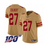 Men's San Francisco 49ers #27 Adrian Colbert Limited Gold Inverted Legend 100th Season Football Jersey