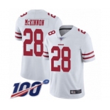 Men's San Francisco 49ers #28 Jerick McKinnon White Vapor Untouchable Limited Player 100th Season Football Jersey