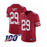 Men's San Francisco 49ers #29 Jaquiski Tartt Red Team Color Vapor Untouchable Limited Player 100th Season Football Jersey