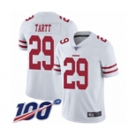 Men's San Francisco 49ers #29 Jaquiski Tartt White Vapor Untouchable Limited Player 100th Season Football Jersey