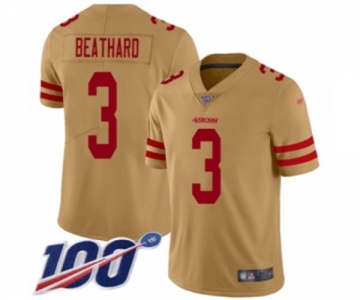 Men's San Francisco 49ers #3 C. J. Beathard Limited Gold Inverted Legend 100th Season Football Jersey