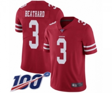 Men's San Francisco 49ers #3 C. J. Beathard Red Team Color Vapor Untouchable Limited Player 100th Season Football Jersey