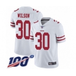 Men's San Francisco 49ers #30 Jeff Wilson White Vapor Untouchable Limited Player 100th Season Football Jersey