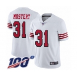 Men's San Francisco 49ers #31 Raheem Mostert Limited White Rush Vapor Untouchable 100th Season Football Jersey