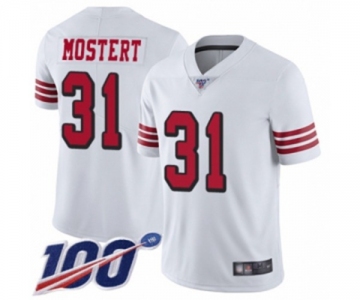 Men's San Francisco 49ers #31 Raheem Mostert Limited White Rush Vapor Untouchable 100th Season Football Jersey